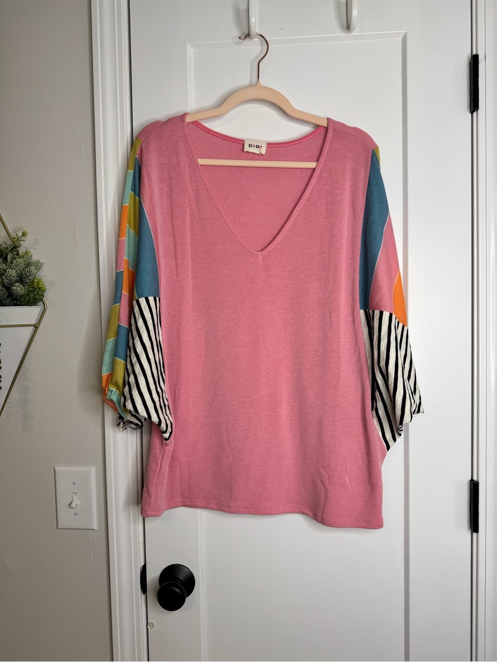 BiBi Pink Terry Knit Wedge Top